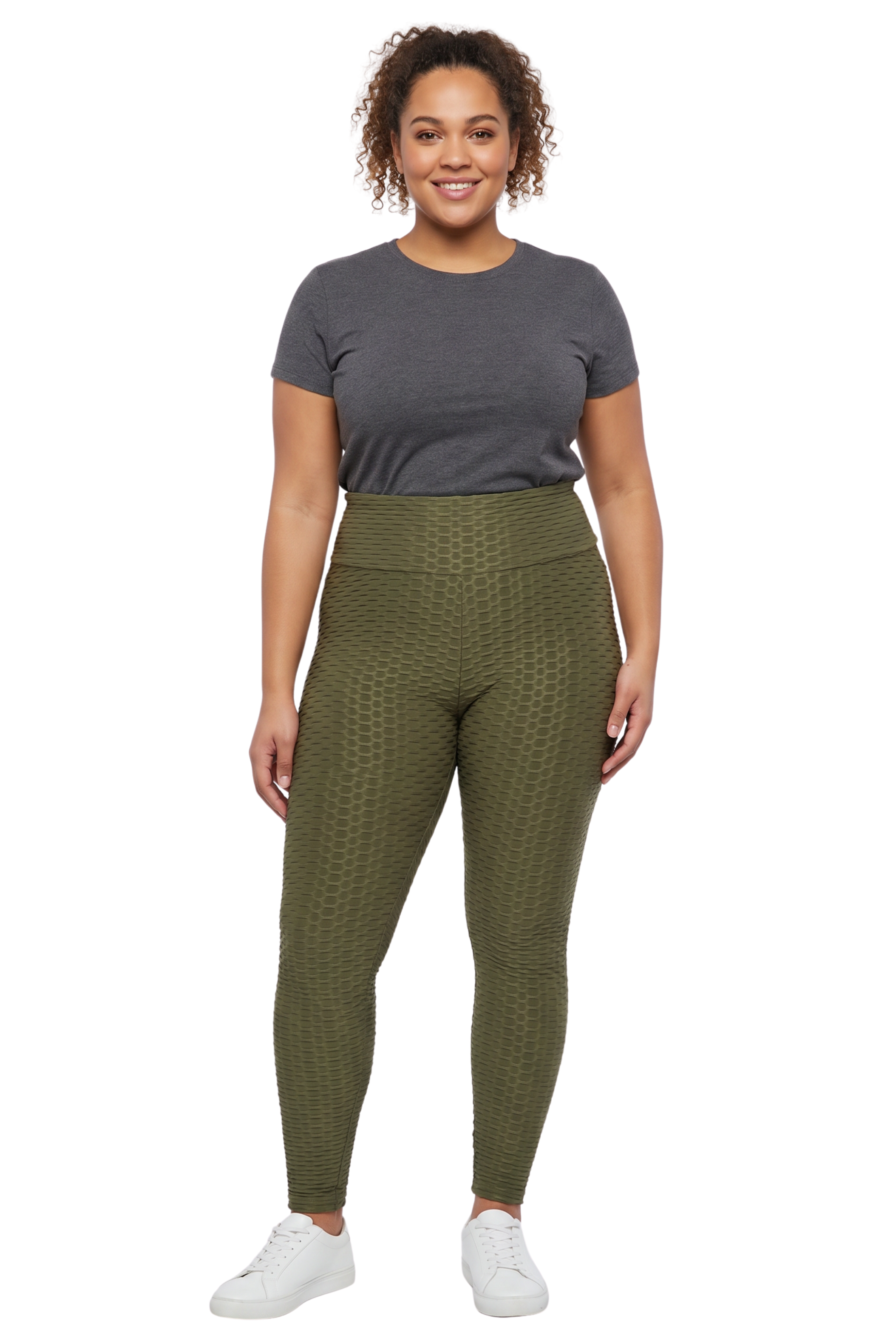Scrunch Butt Textured High Waisted Plus Size Leggings with Pockets