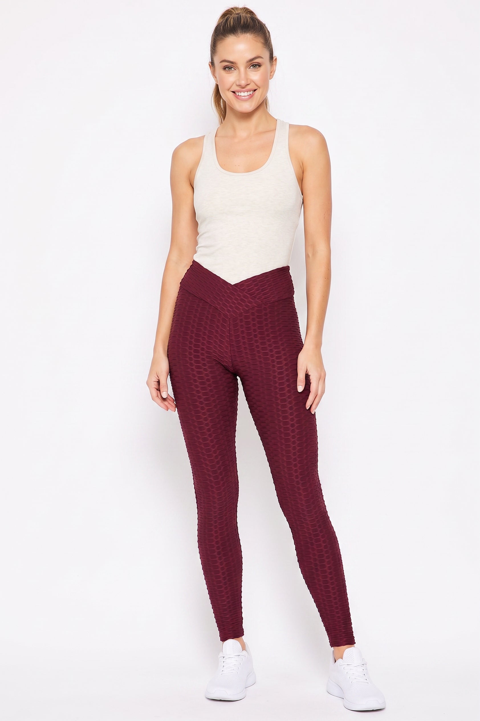 Scrunch Butt Textured V-Waist High Waisted Leggings