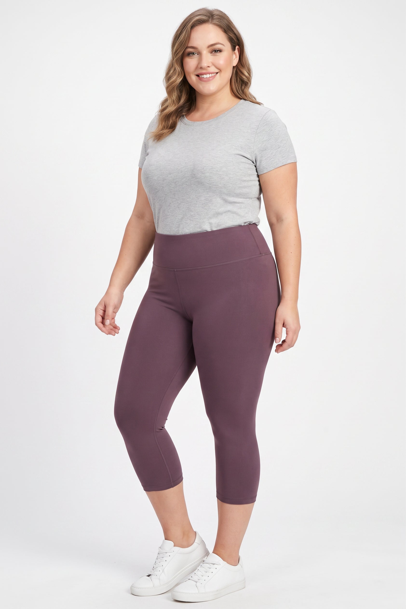 Brushed Basic Solid High Waisted Extra Plus Size Capris - 3 Inch - 3X-5X - New Mix
