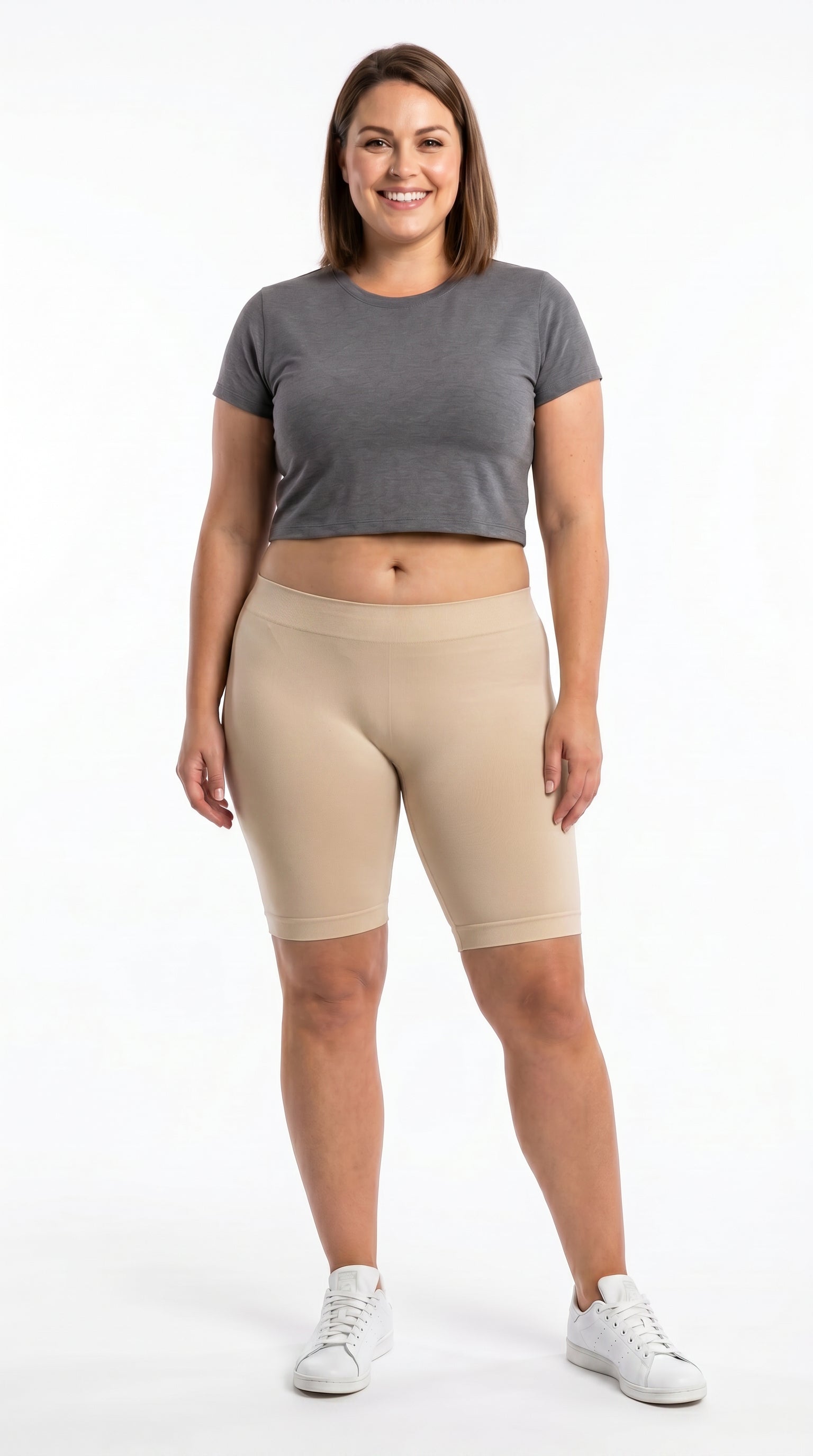 Basic Nylon Spandex Biker Shorts - Plus Size
