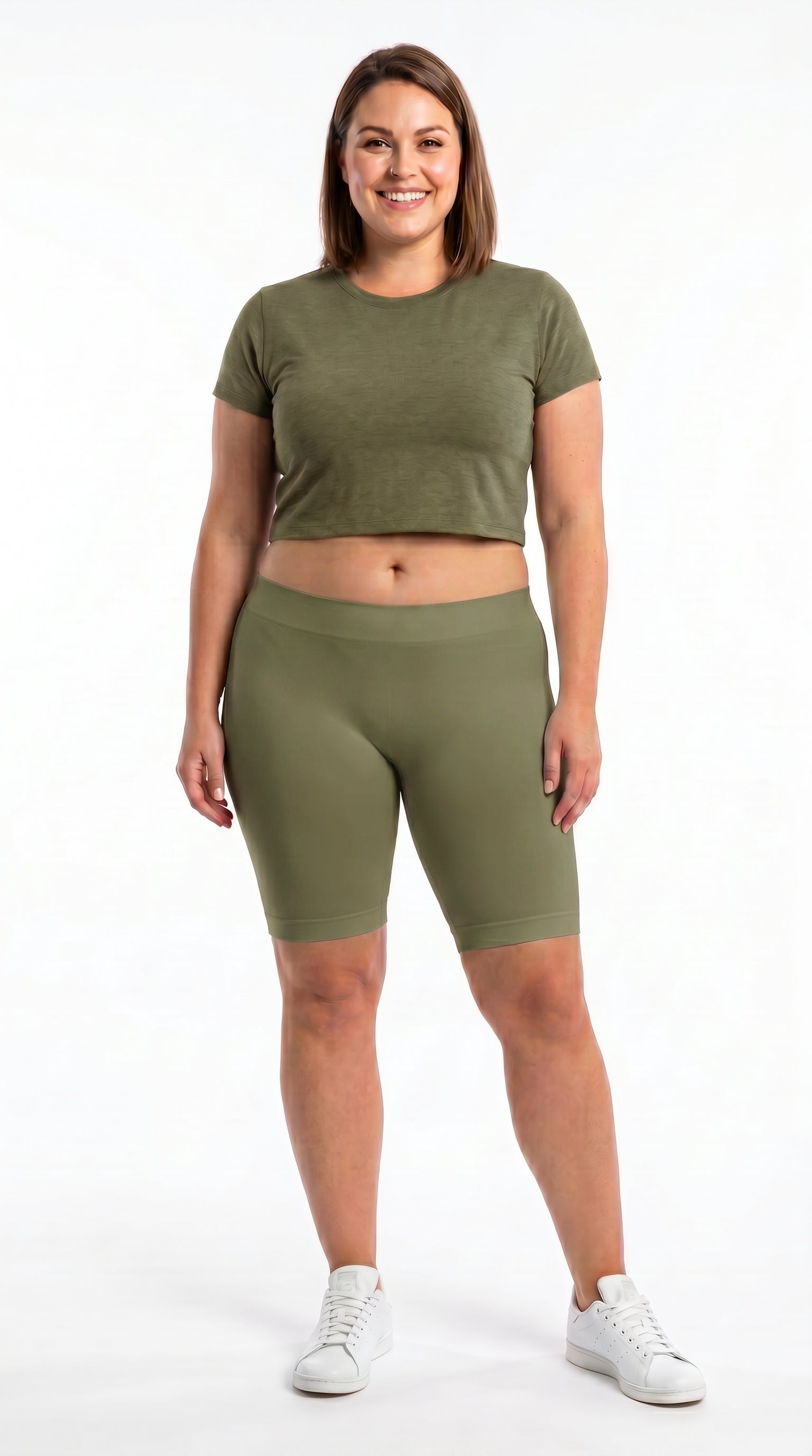 Basic Nylon Spandex Biker Shorts - Plus Size