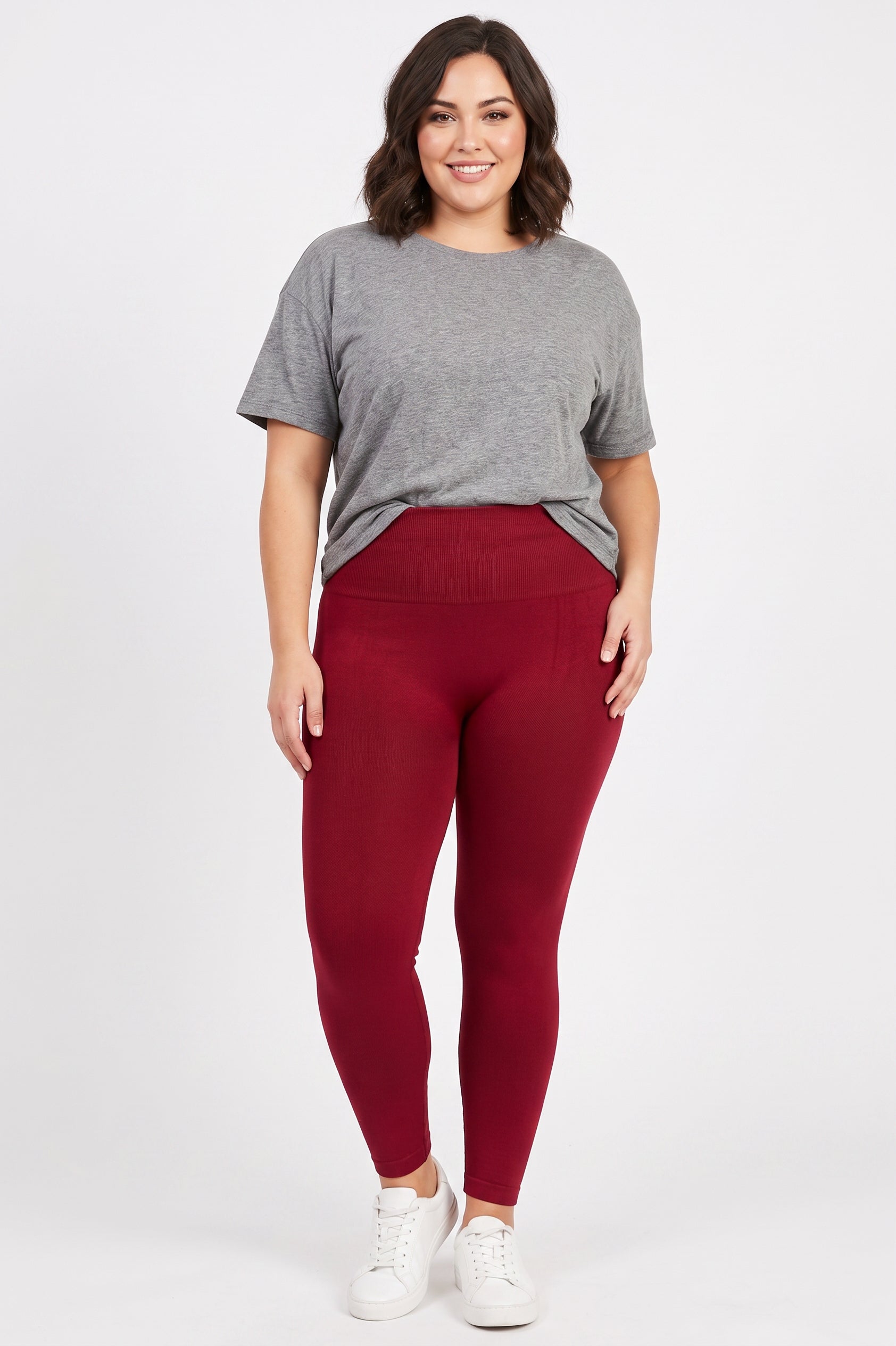 High Waist French Terry Compression Leggings - Plus Size