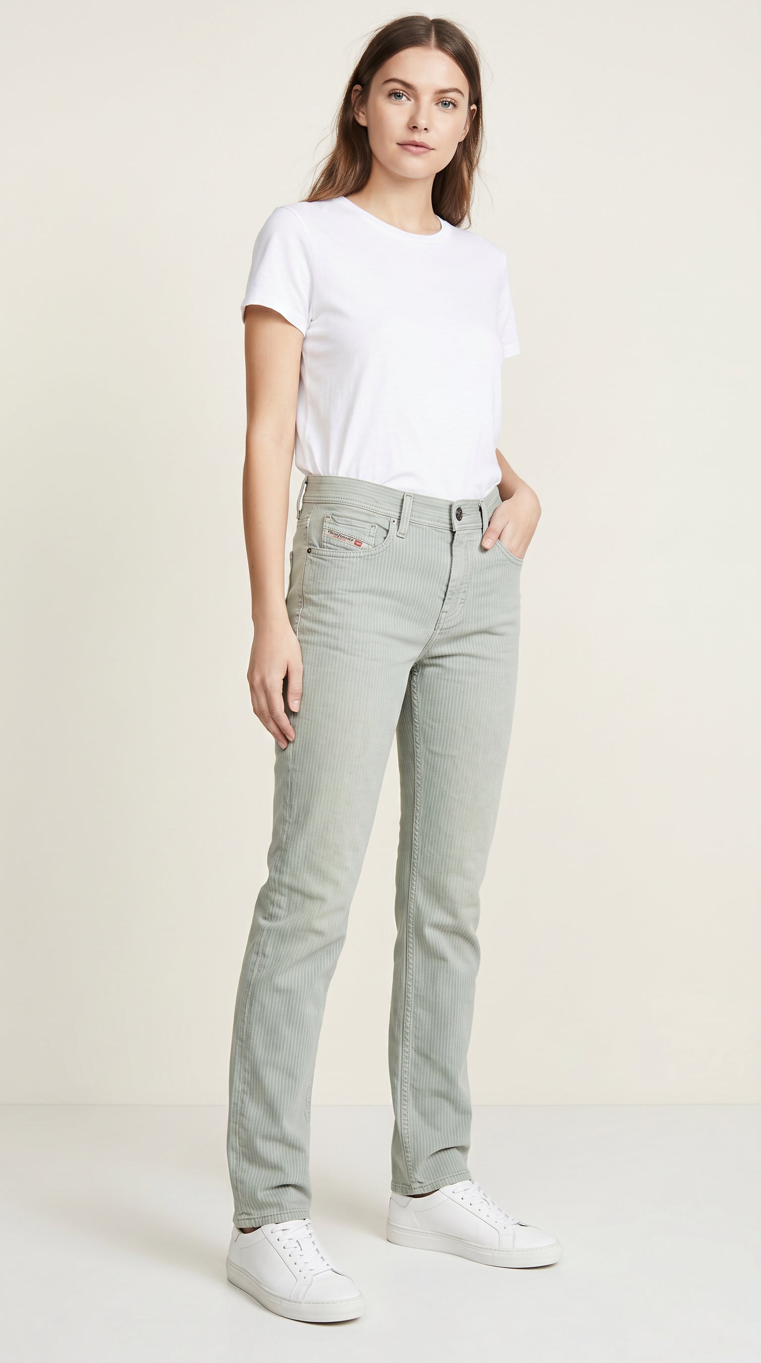 Diesel Jeans FAITHLEGG Green W28/WAIST ACROSS 15 1/2x34 Reg. Str. ITALY