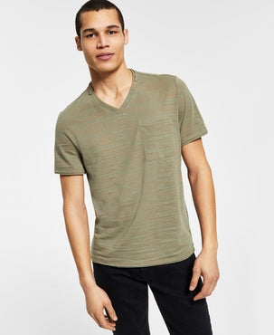 Man posing in an Olive green top from Buy Outlet’s men’s designer T-shirt sale