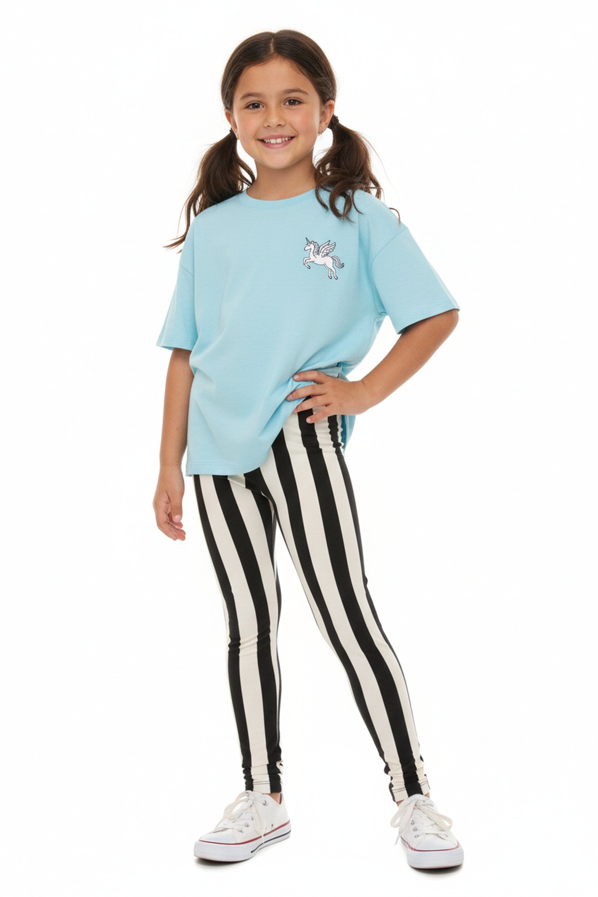 Vertical Wide Stripe Kids Leggings