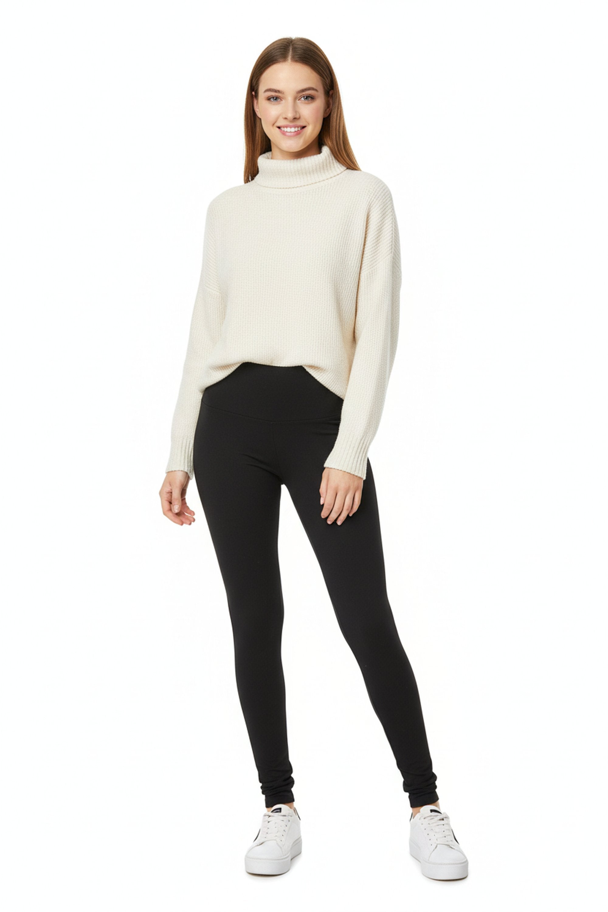 Brushed High Waisted Basic Solid Plus Size Leggings - 5 Inch Waist