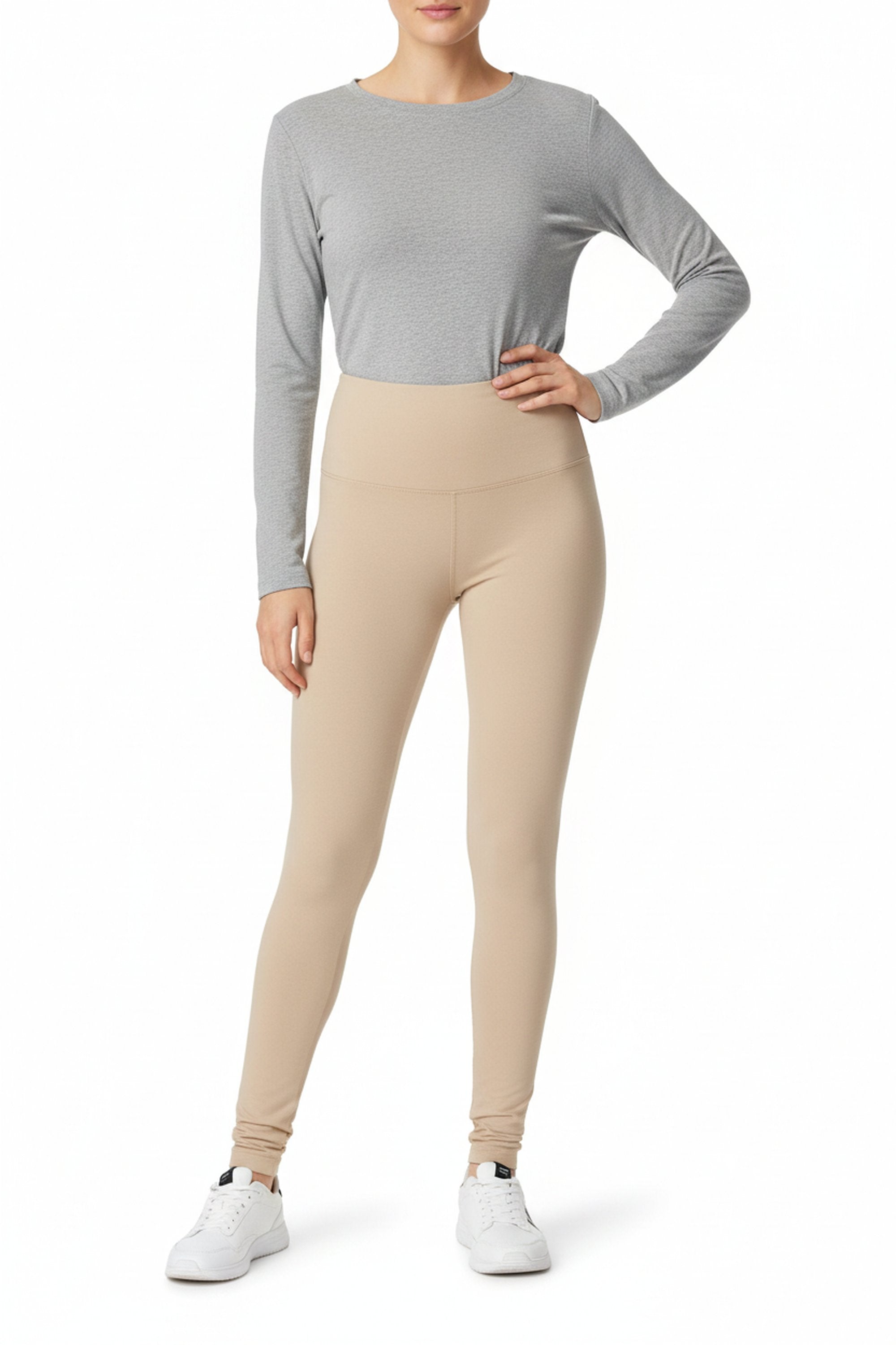 Brushed High Waisted Basic Solid Plus Size Leggings - 5 Inch Waist