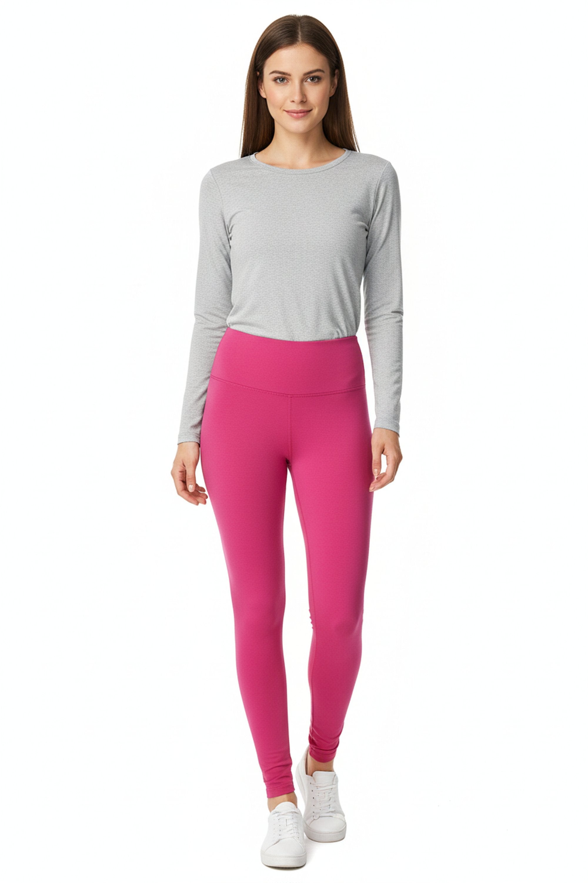 Brushed High Waisted Basic Solid Plus Size Leggings - 5 Inch Waist