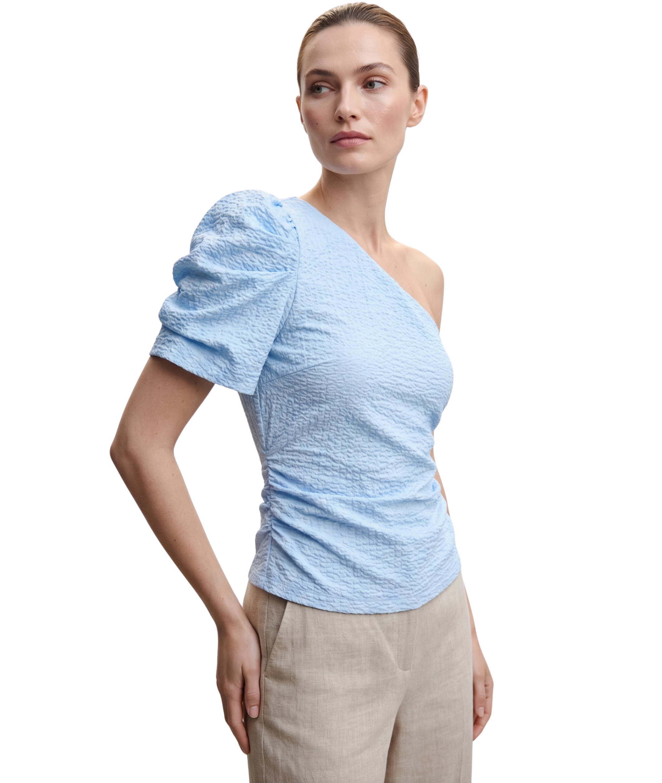 INC International Concepts Puckered One-Shoulder Top