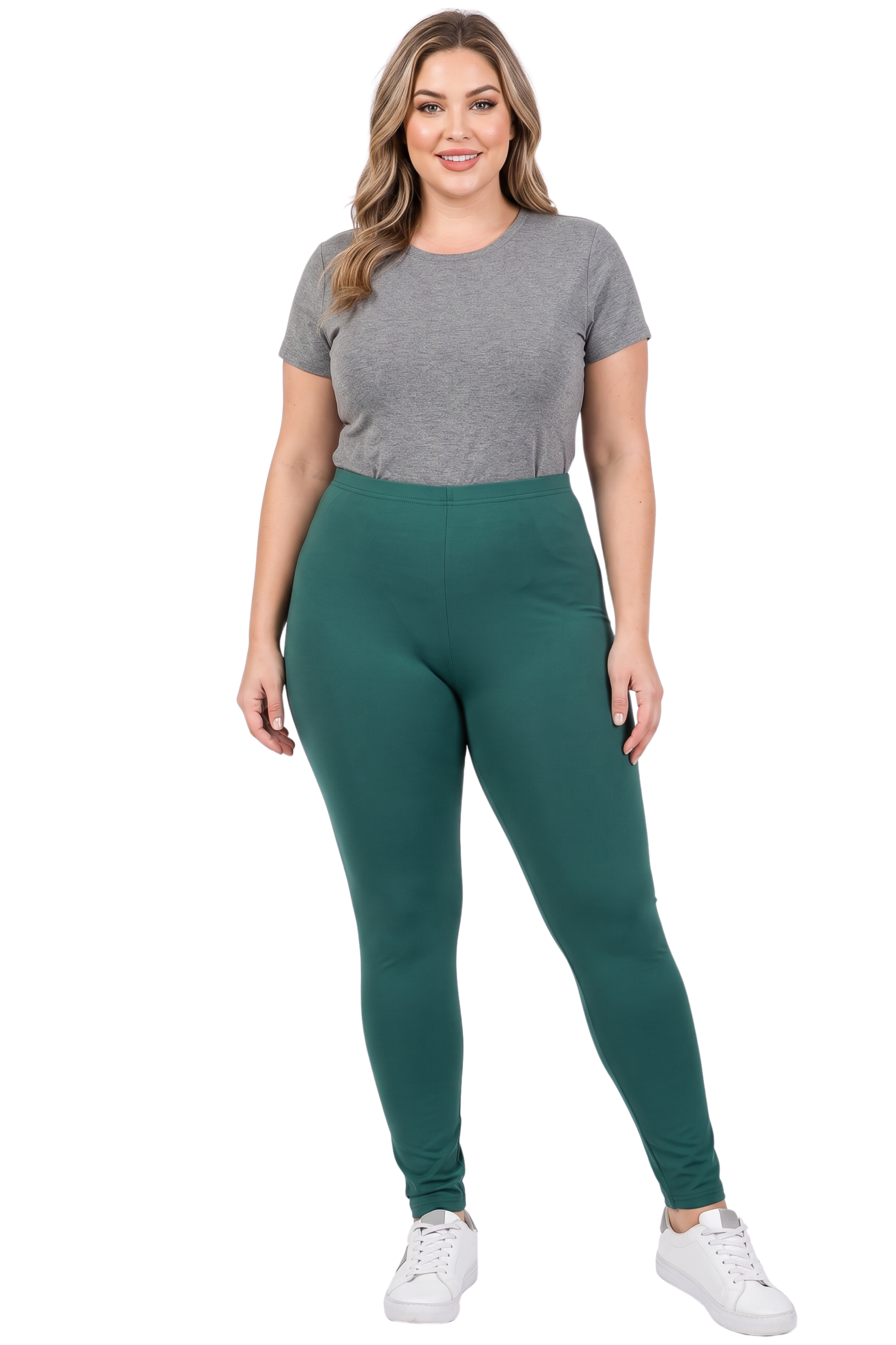 Brushed Basic Solid Plus Size Leggings - New Mix