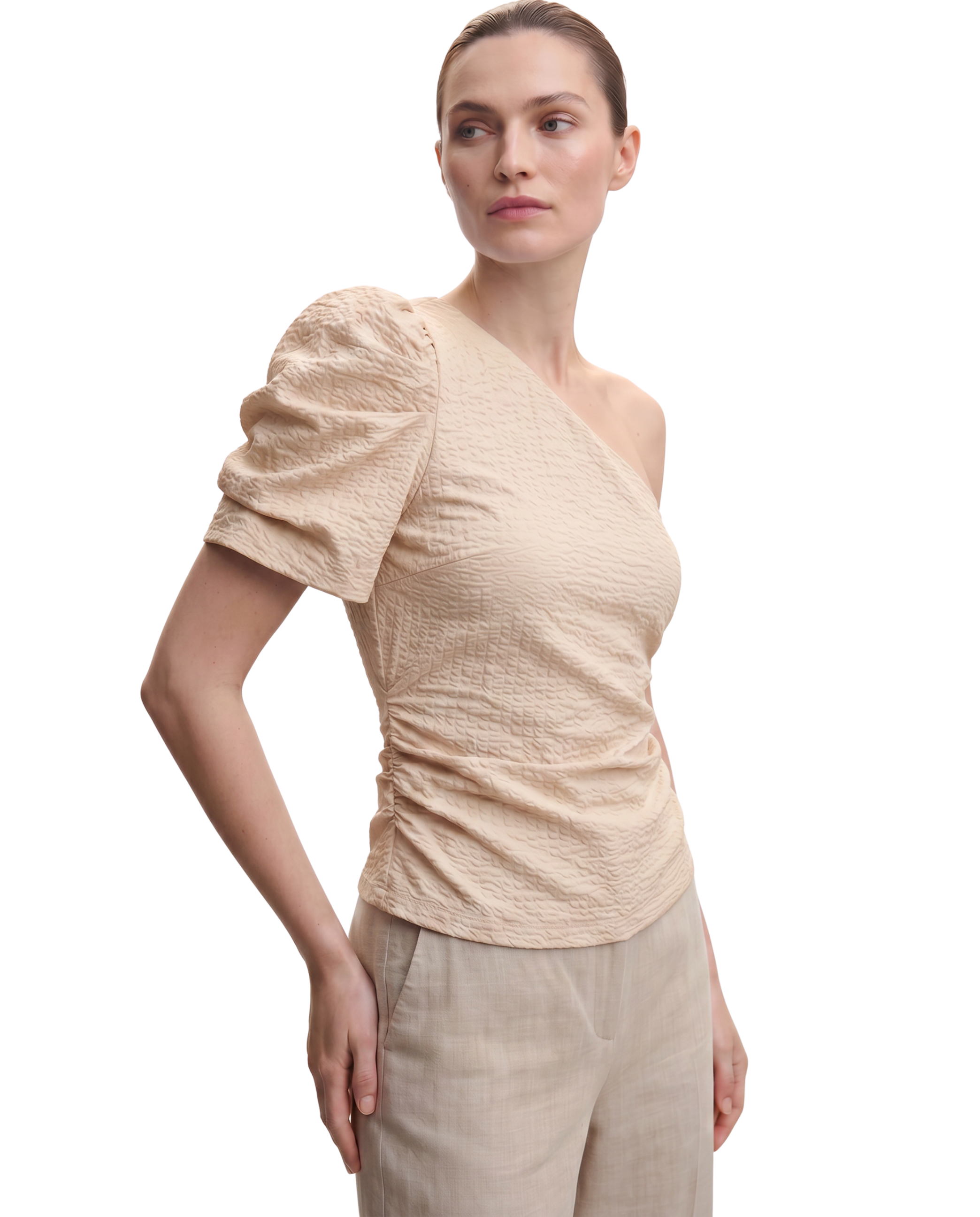 INC International Concepts Puckered One-Shoulder Top