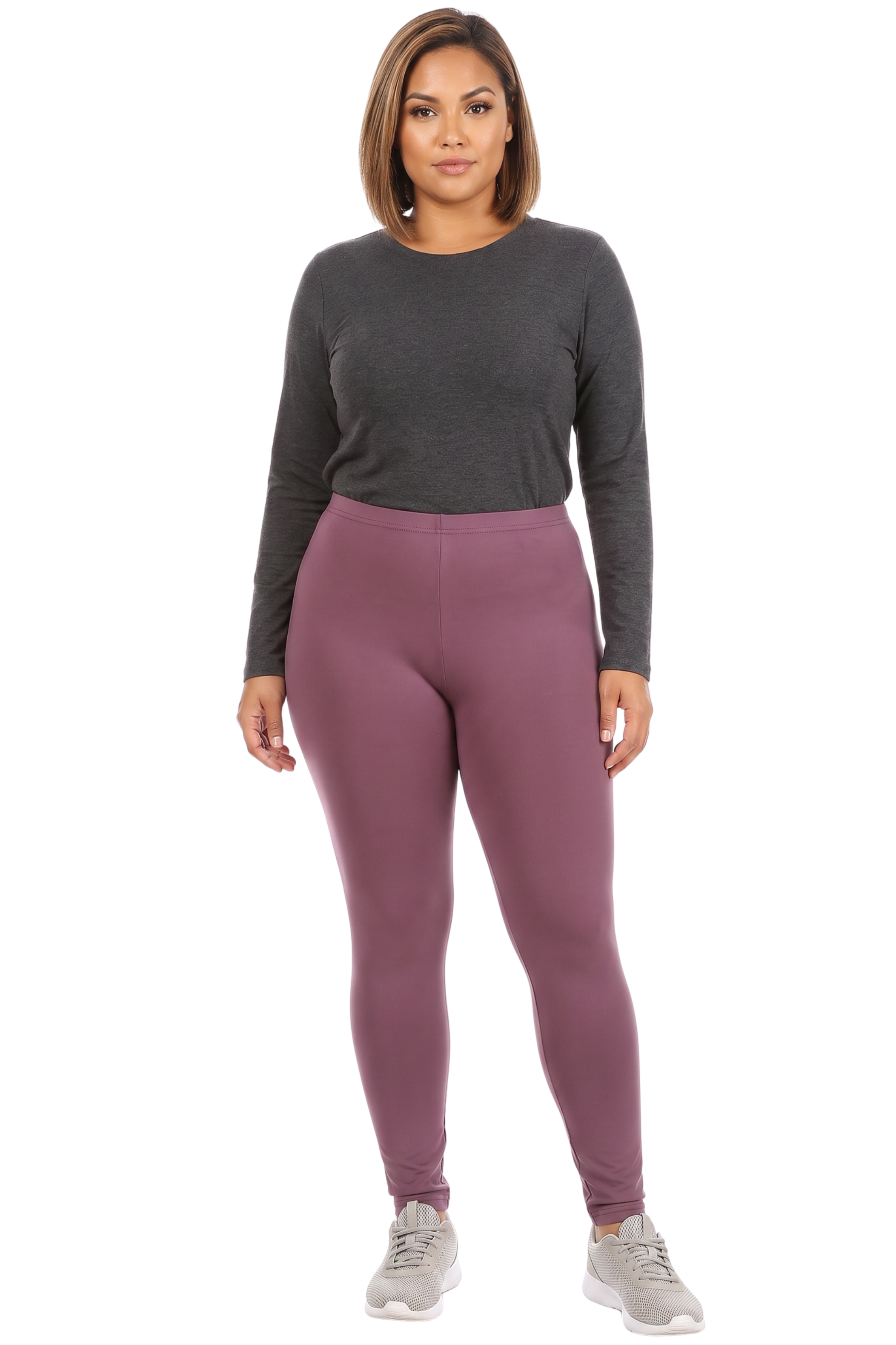 Brushed Basic Solid Plus Size Leggings - New Mix